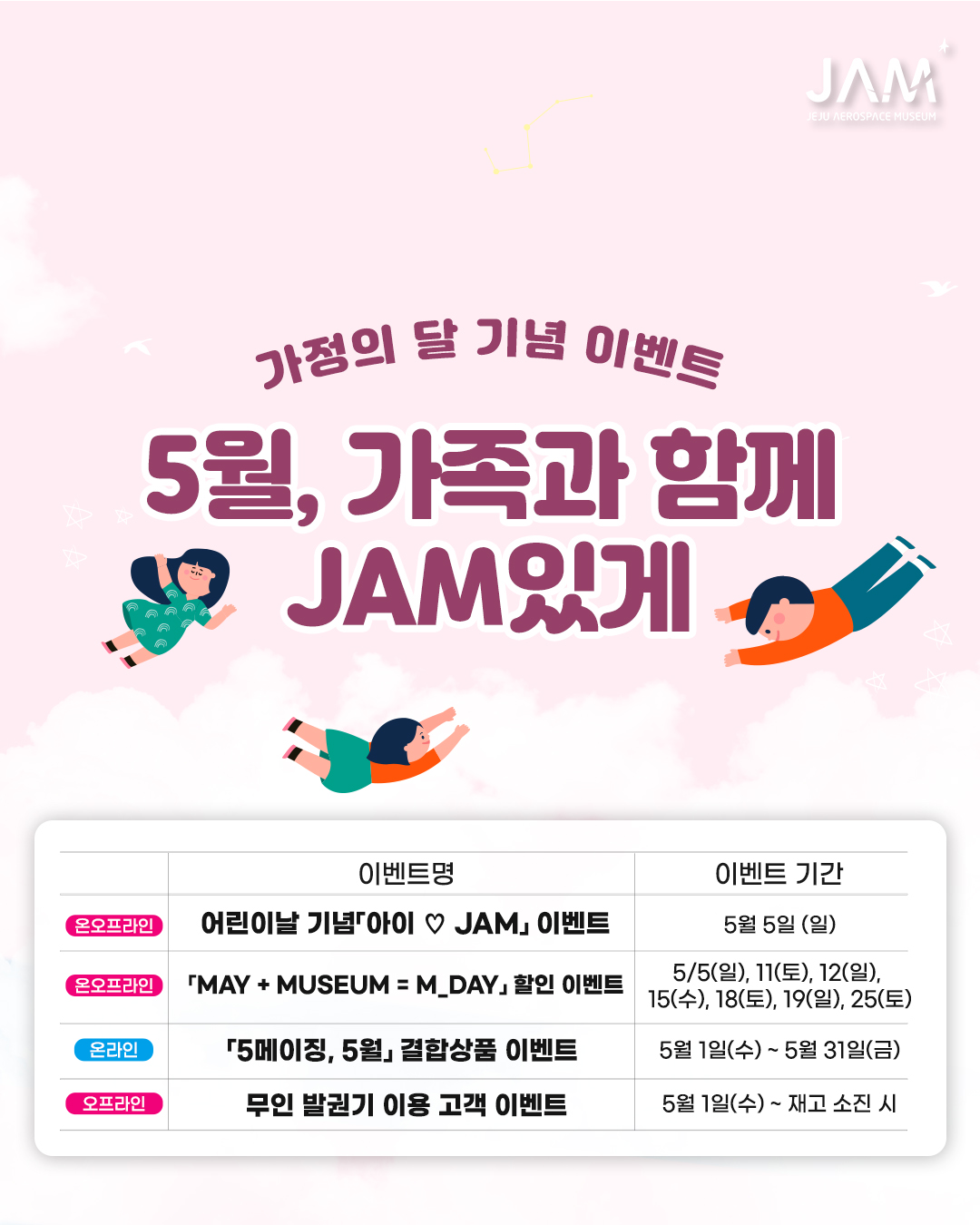 제주항공우주박물관 5월 가족과 함께, JAM있게 이벤트 